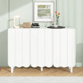 Credenza portacaldaie minimalista in stile crema con 5 gambe in legno massello, credenza a buffet con ripiani regolabili