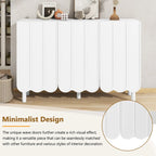 Credenza portacaldaie minimalista in stile crema con 5 gambe in legno massello, credenza a buffet con ripiani regolabili