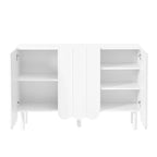 Credenza portacaldaie minimalista in stile crema con 5 gambe in legno massello, credenza a buffet con ripiani regolabili