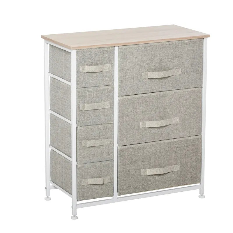 Cassettiera a 7 cassetti, unità organizer a torre, contenitori in tessuto facili da estrarre con struttura in metallo per camera da letto, armadi