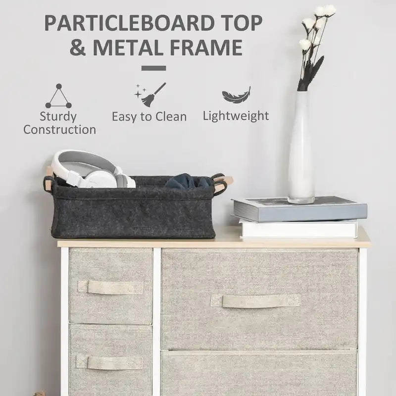 Cassettiera a 7 cassetti, unità organizer a torre, contenitori in tessuto facili da estrarre con struttura in metallo per camera da letto, armadi