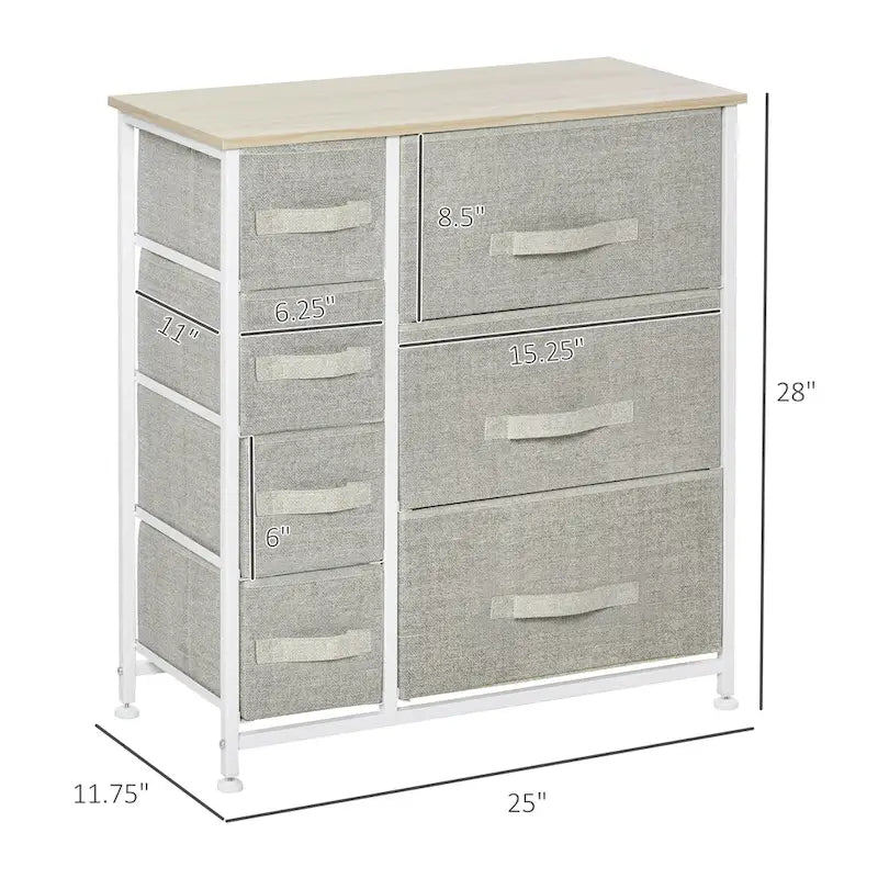 Cassettiera a 7 cassetti, unità organizer a torre, contenitori in tessuto facili da estrarre con struttura in metallo per camera da letto, armadi