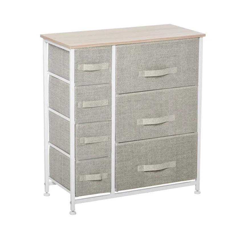 Cassettiera a 7 cassetti, unità organizer a torre, contenitori in tessuto facili da estrarre con struttura in metallo per camera da letto, armadi