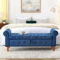 Panca contenitore imbottita con bottoni a trapuntatura profonda a 62 posti, Pouf moderno rivestito in tessuto, Panca da finestra, Design con braccioli arrotolati