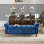 Panca contenitore imbottita con bottoni a trapuntatura profonda a 62 posti, Pouf moderno rivestito in tessuto, Panca da finestra, Design con braccioli arrotolati