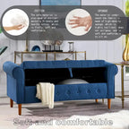 Panca contenitore imbottita con bottoni a trapuntatura profonda a 62 posti, Pouf moderno rivestito in tessuto, Panca da finestra, Design con braccioli arrotolati