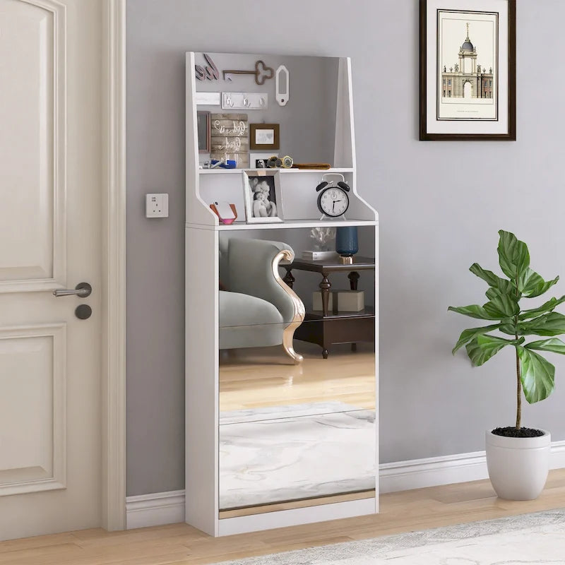 Scarpiera con 3 specchi, Scarpiera salvaspazio per Ingresso, Scarpiera Verticale per Porta d'Ingresso, Esterno, Camera da Letto
