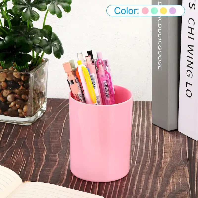 2x Portapenne, Porta Pennelli da Trucco in Plastica, Organizzatore da Scrivania Rotondo