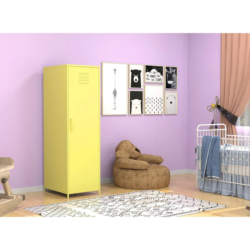 Armadietto in acciaio giallo per spazi scolastici per bambini