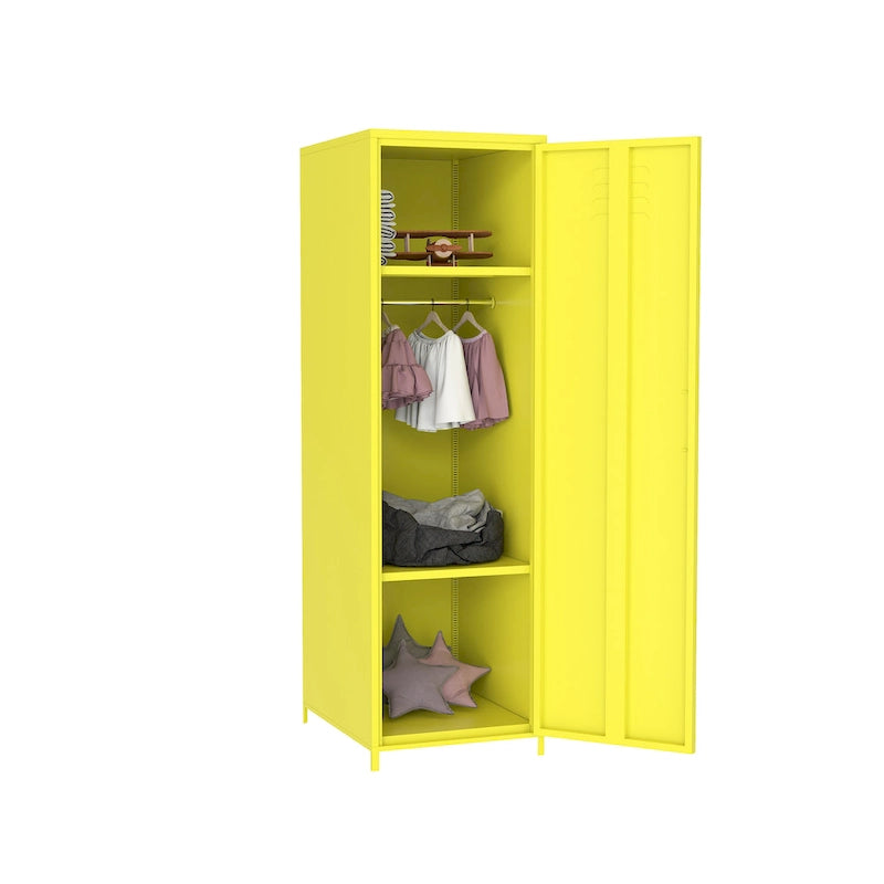 Armadietto in acciaio giallo per spazi scolastici per bambini
