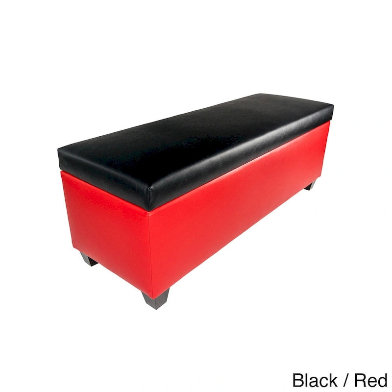 Panca Contenitore Portascarpe in Vinile Rosso Retrò