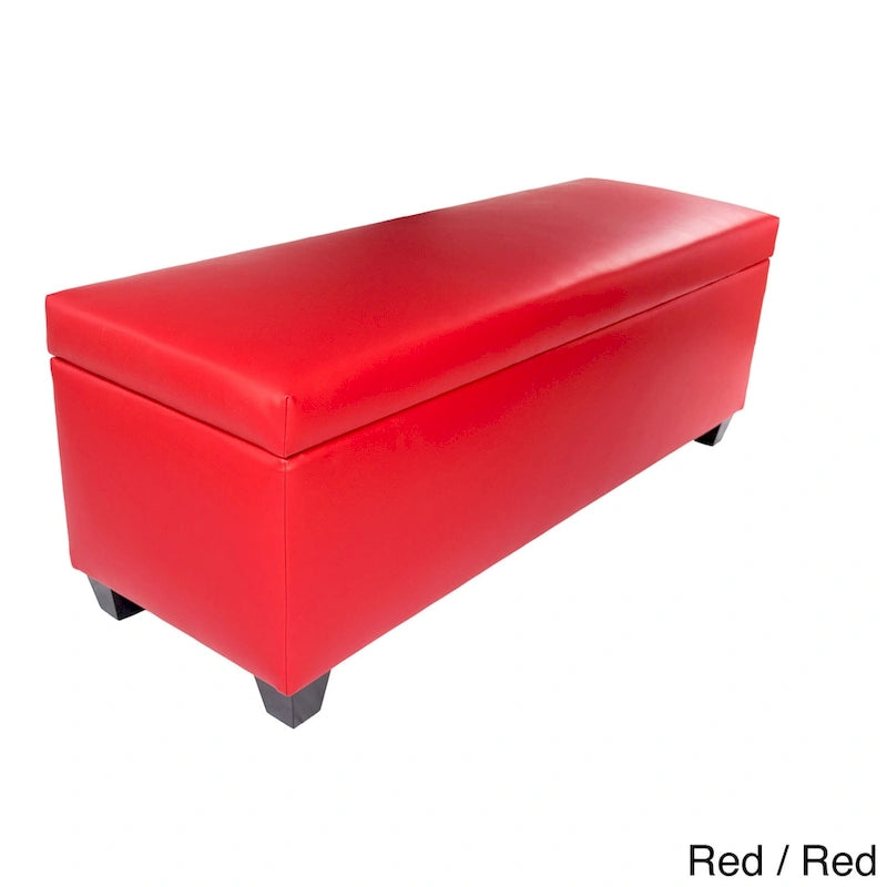 Panca Contenitore Portascarpe in Vinile Rosso Retrò