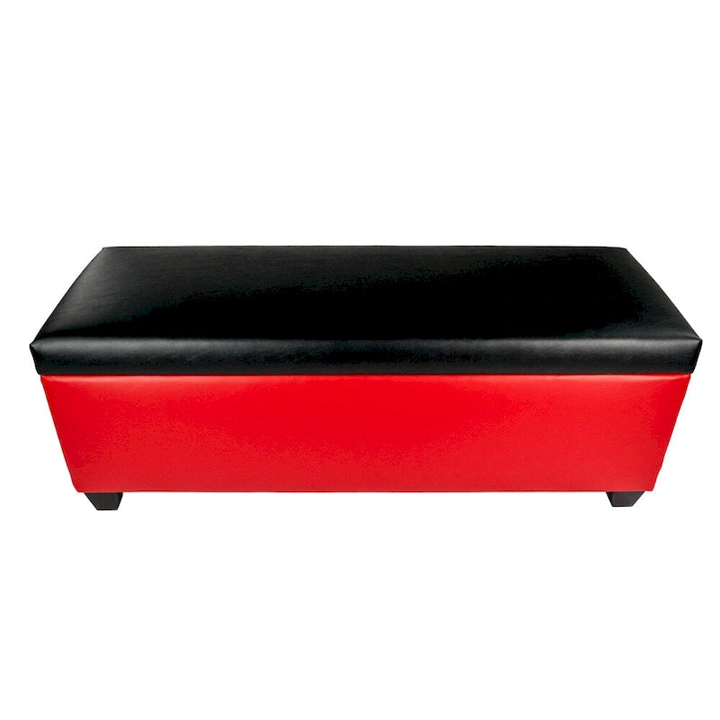 Panca Contenitore Portascarpe in Vinile Rosso Retrò