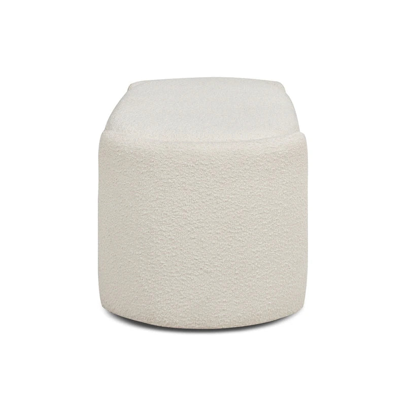 Panca contenitore ovale rivestita in tessuto Sherpa bouclé, 43" L x 21" P x 18,5" A – Bianco avorio