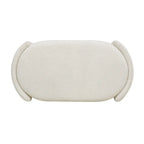 Panca contenitore ovale rivestita in tessuto Sherpa bouclé, 43" L x 21" P x 18,5" A – Bianco avorio