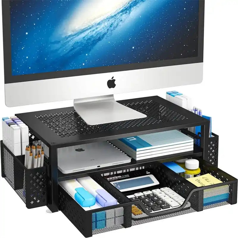 Supporto per monitor in metallo a 2 ripiani