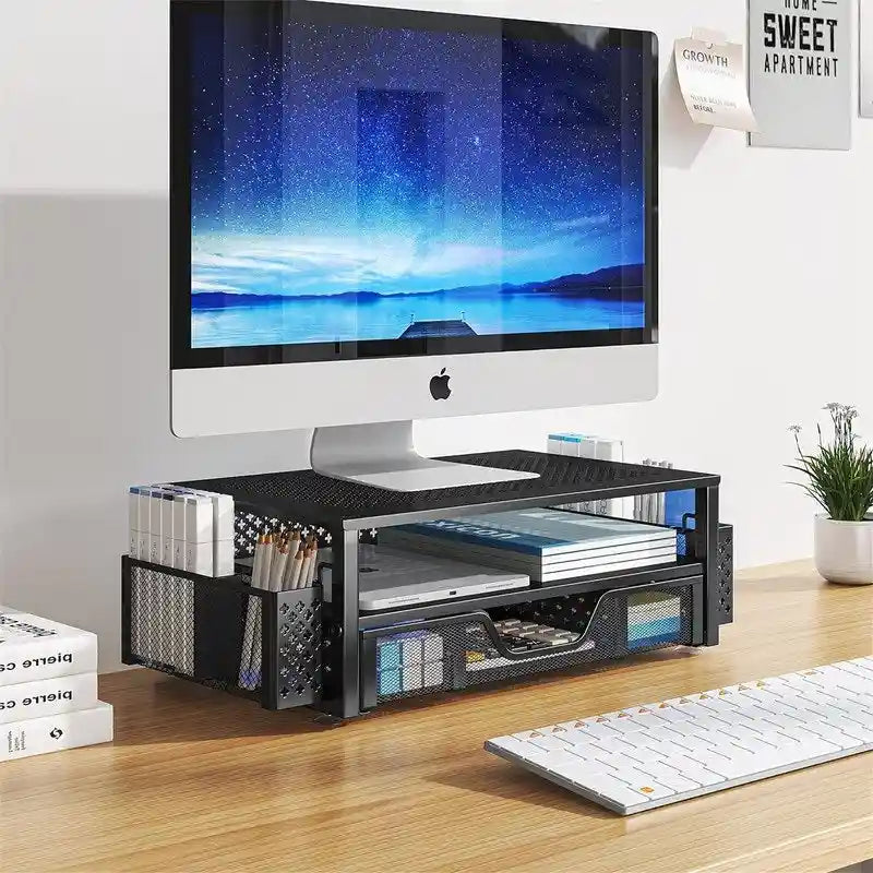 Supporto per monitor in metallo a 2 ripiani