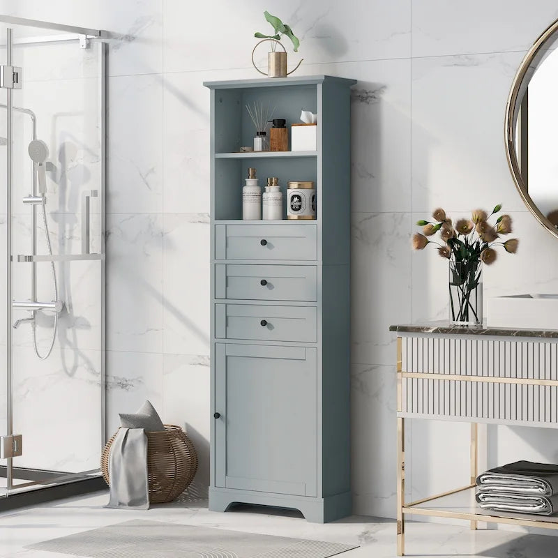 Mobile contenitore moderno bianco con 3 cassetti e ripiani regolabili per bagno, cucina e soggiorno