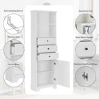 Mobile contenitore moderno bianco con 3 cassetti e ripiani regolabili per bagno, cucina e soggiorno