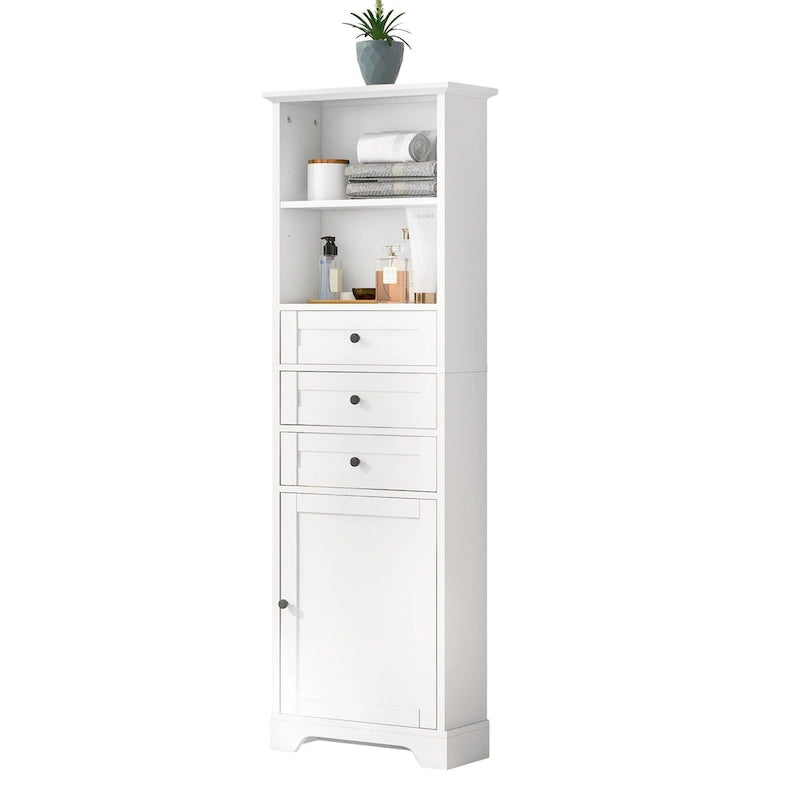 Mobile contenitore moderno bianco con 3 cassetti e ripiani regolabili per bagno, cucina e soggiorno