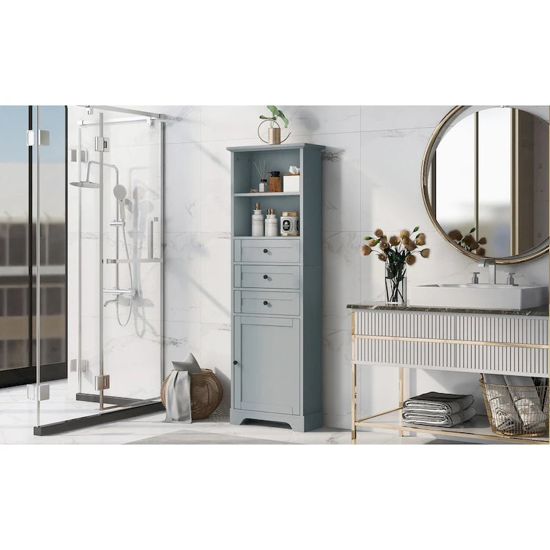 Mobile contenitore moderno bianco con 3 cassetti e ripiani regolabili per bagno, cucina e soggiorno