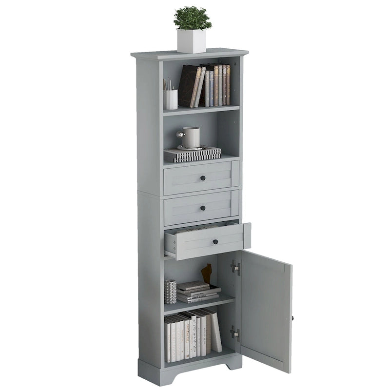 Mobile contenitore moderno bianco con 3 cassetti e ripiani regolabili per bagno, cucina e soggiorno