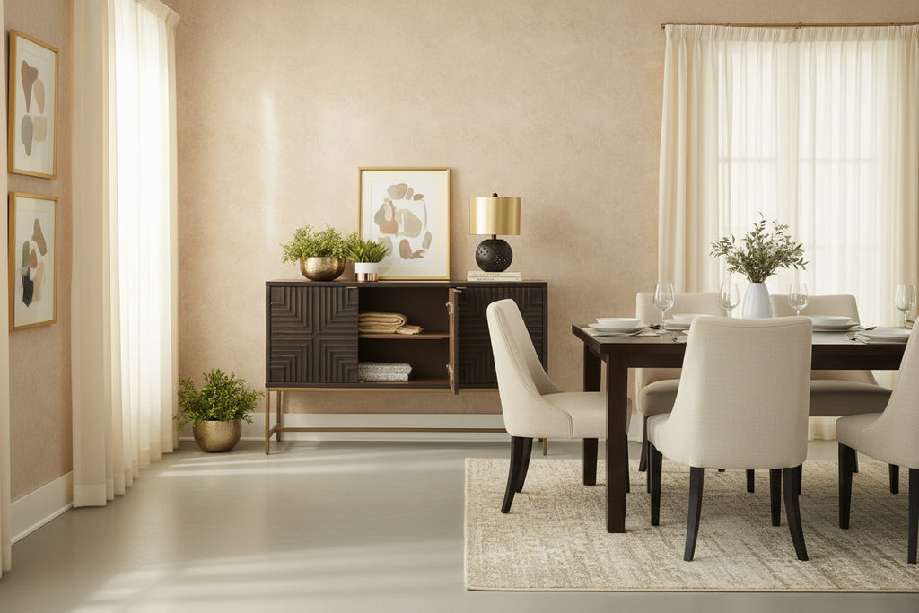 Mobiletto decorativo marrone/oro - 58W x 16D x 37H