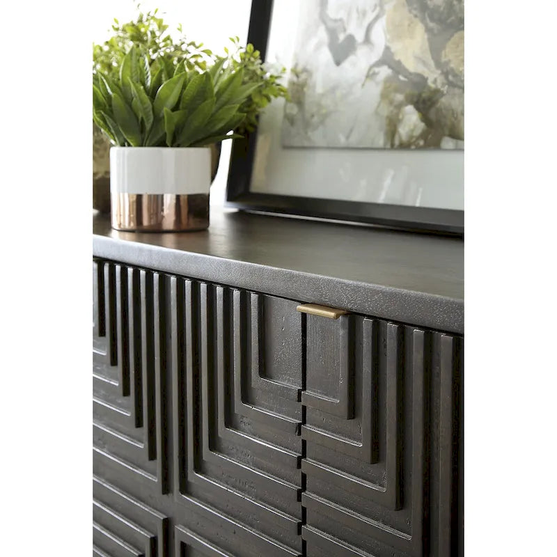 Mobiletto decorativo marrone/oro - 58W x 16D x 37H