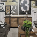 Madia a 4 Ante in Legno Massello Marrone con Dettagli in Metallo Nero - 80,0L x 19,0W x 33,0H