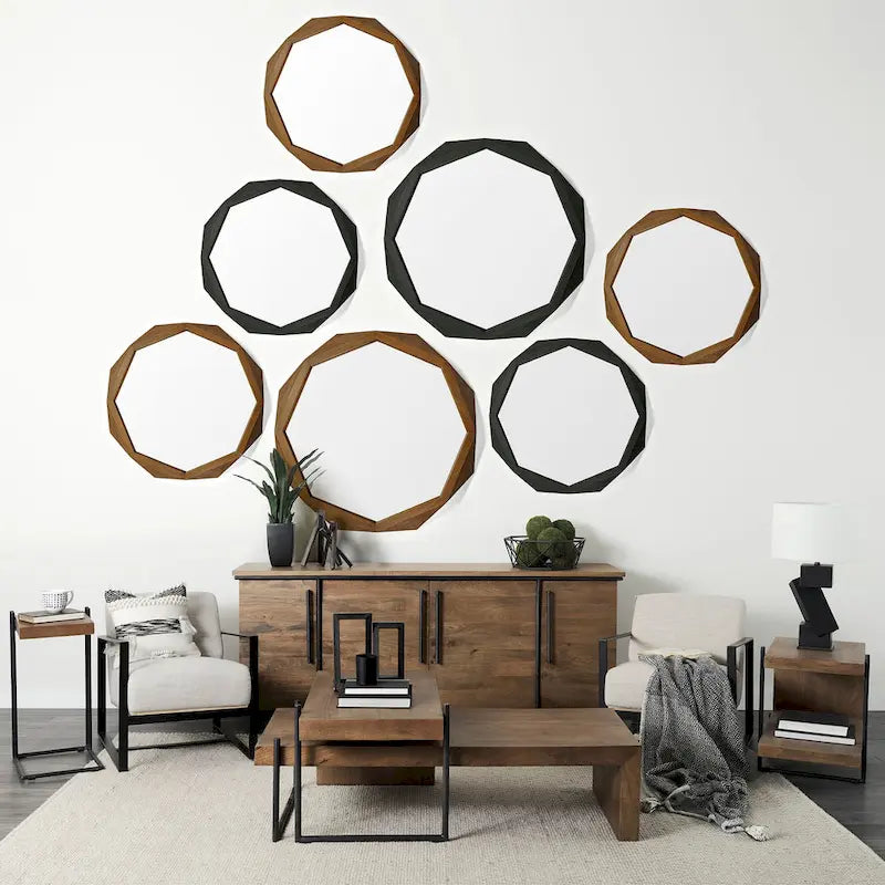 Madia a 4 Ante in Legno Massello Marrone con Dettagli in Metallo Nero - 80,0L x 19,0W x 33,0H
