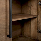 Madia a 4 Ante in Legno Massello Marrone con Dettagli in Metallo Nero - 80,0L x 19,0W x 33,0H