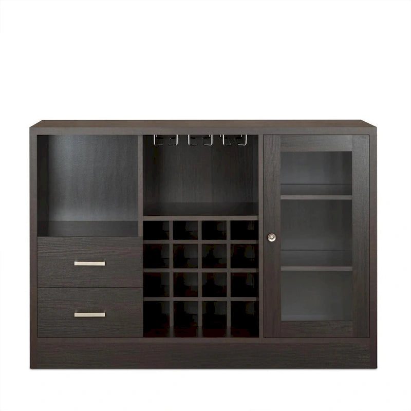 Credenza in legno con sportello laterale, due cassetti, marrone espresso