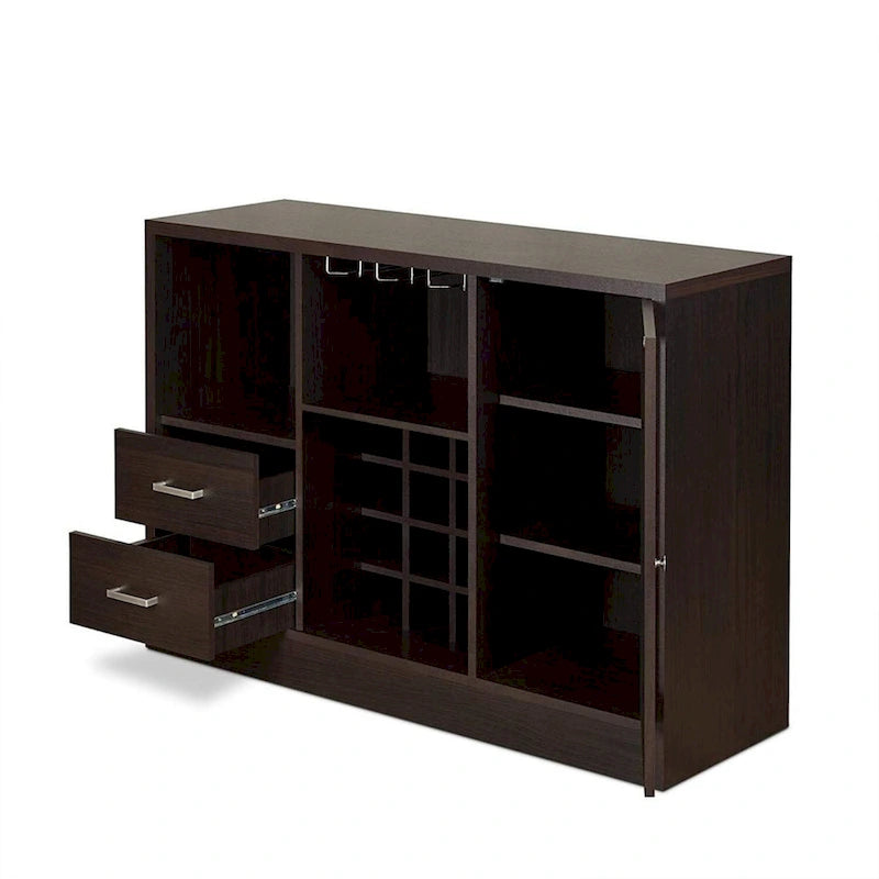 Credenza in legno con sportello laterale, due cassetti, marrone espresso