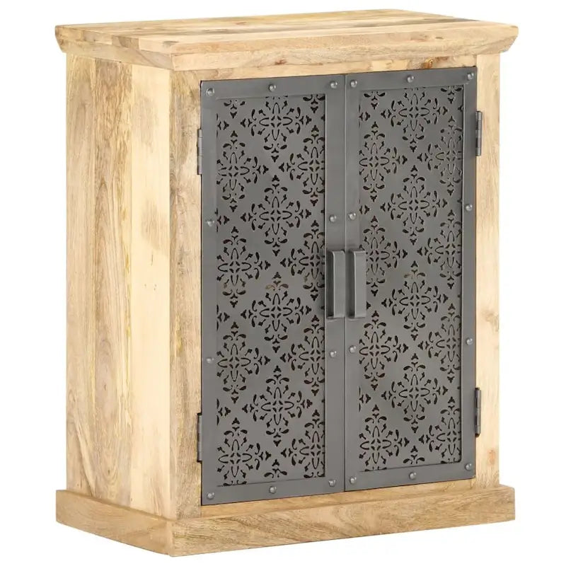  Sideboard with Steel Doors 23.6x13.8x29.5 Solid Mango Wood