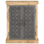 Credenza con ante in acciaio 60x35x75 cm in massello di mango