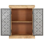 Credenza con ante in acciaio 60x35x75 cm in massello di mango