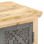 Credenza con ante in acciaio 60x35x75 cm in massello di mango