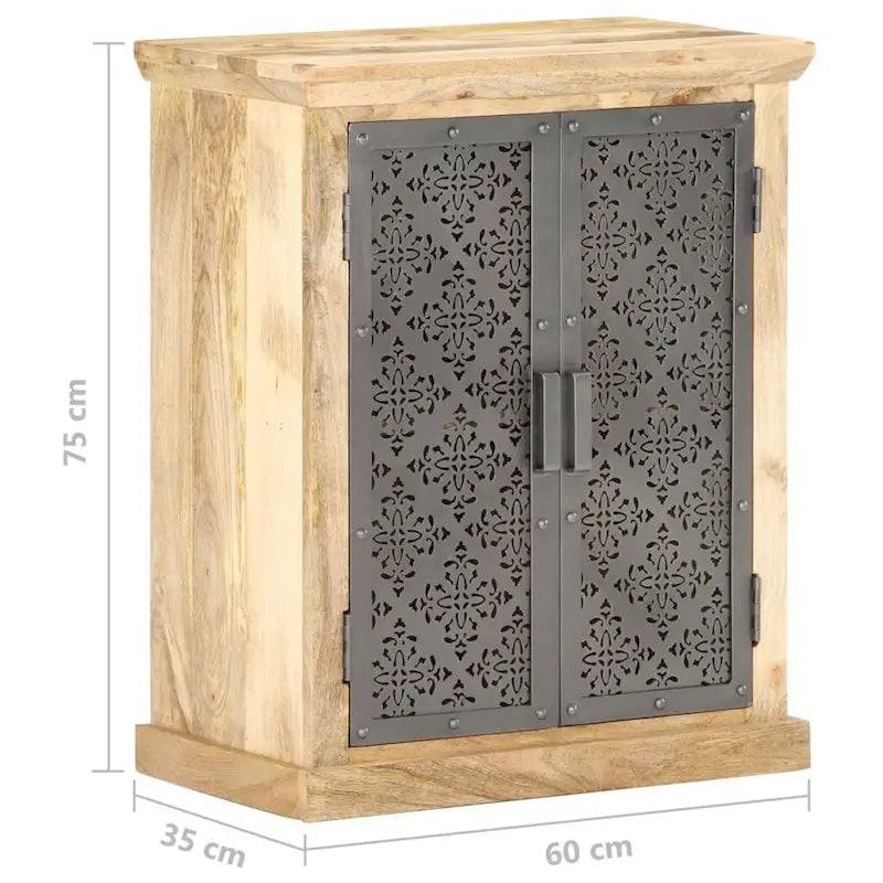 Credenza con ante in acciaio 60x35x75 cm in massello di mango