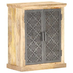 Credenza con ante in acciaio 60x35x75 cm in massello di mango