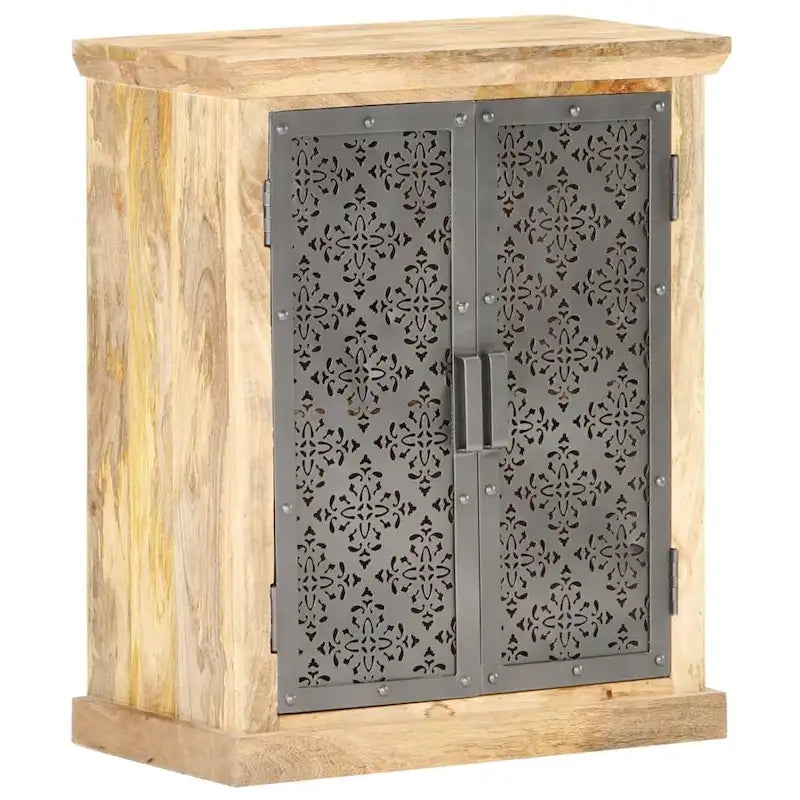 Credenza con ante in acciaio 60x35x75 cm in massello di mango