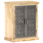 Credenza con ante in acciaio 60x35x75 cm in massello di mango