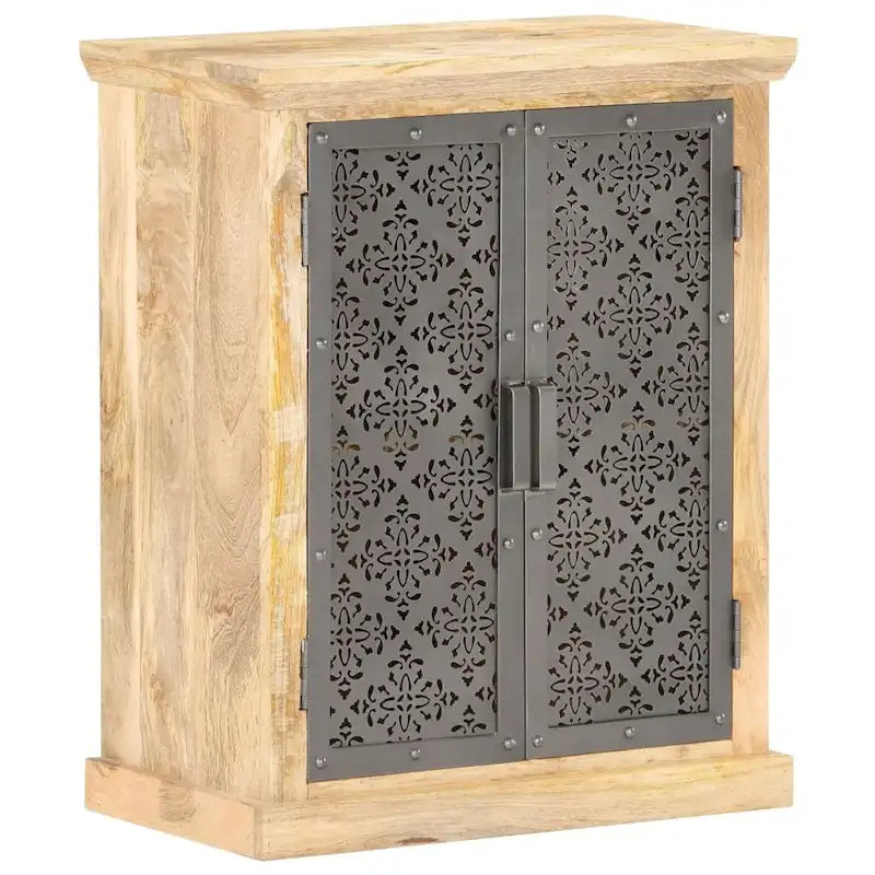 Credenza con ante in acciaio 60x35x75 cm in massello di mango