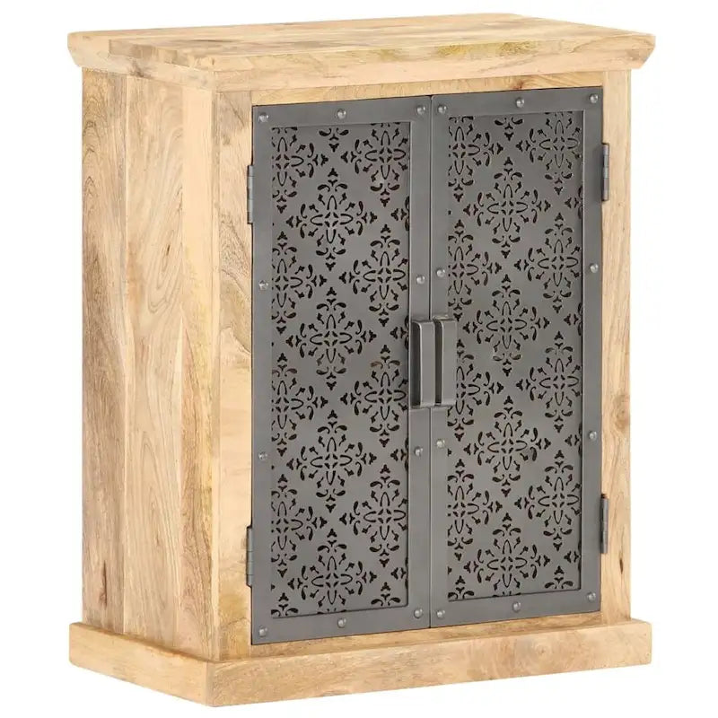 Credenza con ante in acciaio 60x35x75 cm in massello di mango