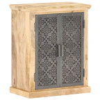 Credenza con ante in acciaio 60x35x75 cm in massello di mango