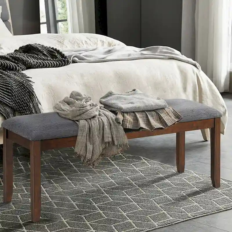 Panca da ingresso imbottita con gambe in legno - 47,5 x 15,5 x 19,5 (L x P x A)