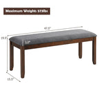 Panca da ingresso imbottita con gambe in legno - 47,5 x 15,5 x 19,5 (L x P x A)