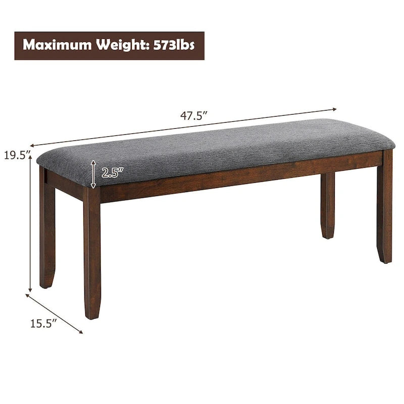 Panca da ingresso imbottita con gambe in legno - 47,5 x 15,5 x 19,5 (L x P x A)