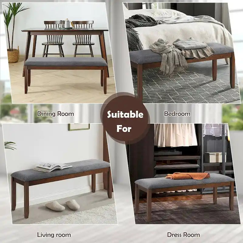 Panca da ingresso imbottita con gambe in legno - 47,5 x 15,5 x 19,5 (L x P x A)