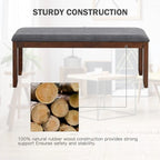 Panca da ingresso imbottita con gambe in legno - 47,5 x 15,5 x 19,5 (L x P x A)
