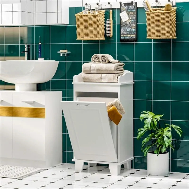 Mobile contenitore da bagno bianco autoportante